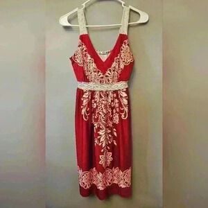 Maurices Women's Sundress size Small red & ivory Stretchy‎